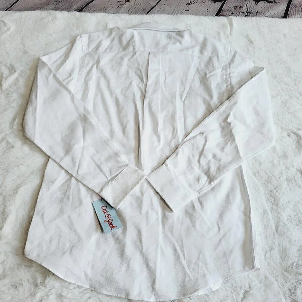 Cat & Jack Boys' Long Sleeve Button-Down Shirt 4KIDB-BN - Picture 3 of 4